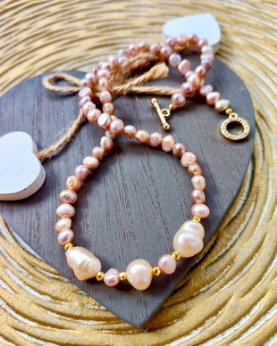 Colier perle de cultura cais / lila / rose & perle Baroc cais