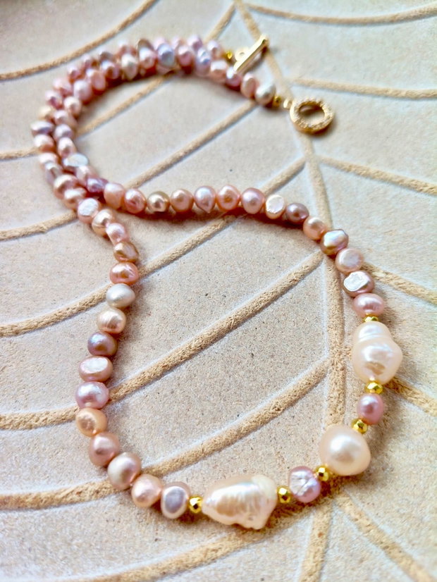 Colier perle de cultura cais / lila / rose & perle Baroc cais