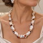 Set colier și cercei din perle baroc mari,perle cultura,agate,hematit,inox~WHITE  TEMPTATION~