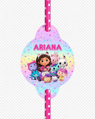 Paie pentru suc decorate Gabbys Dollhouse  personalizate