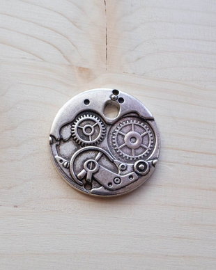 Pandantiv rotund Steampunk  mecanism cu rotițe