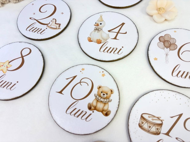 Set carduri din lemn pentru poze - Baby milestones - Little dreams