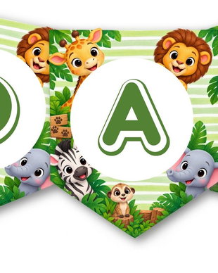 Ghirlandă aniversară cu animăluțe Safari