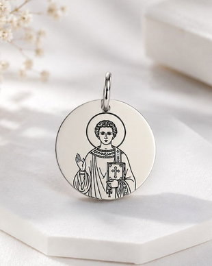 Medalion banut personalizat Icoana Sfantul Ștefan  Argint 925