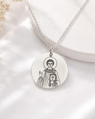 Lănțișor cu medalion Personalizat Sfantul Ștefan  Icoană  Argint 925