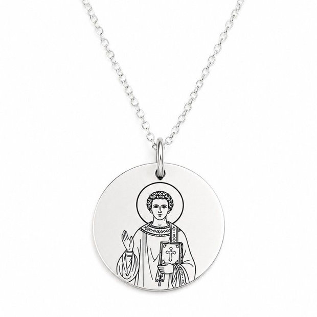 Lănțișor cu medalion Personalizat Sfantul Ștefan Icoană Argint 925