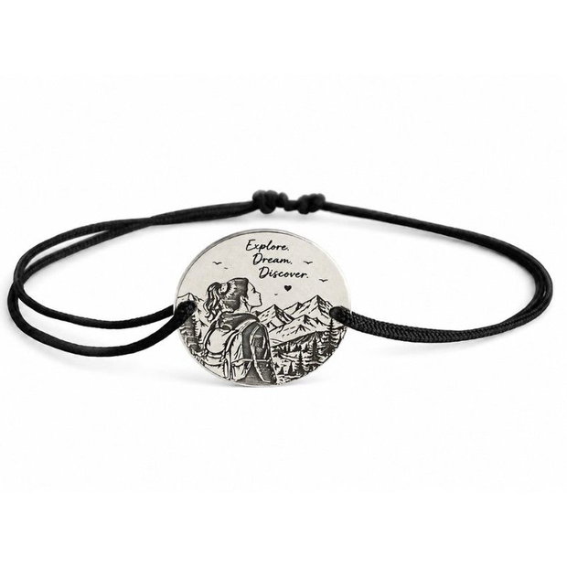 Brățară personalizată cu bănuț din Argint 925  Explore Dream Discover Pe cărări de munte