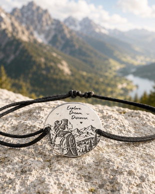 Brățară personalizată cu bănuț din Argint 925  Explore Dream Discover Pe cărări de munte