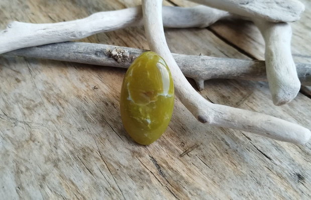 Inel reglabil opal verde / argint 925 rodiat