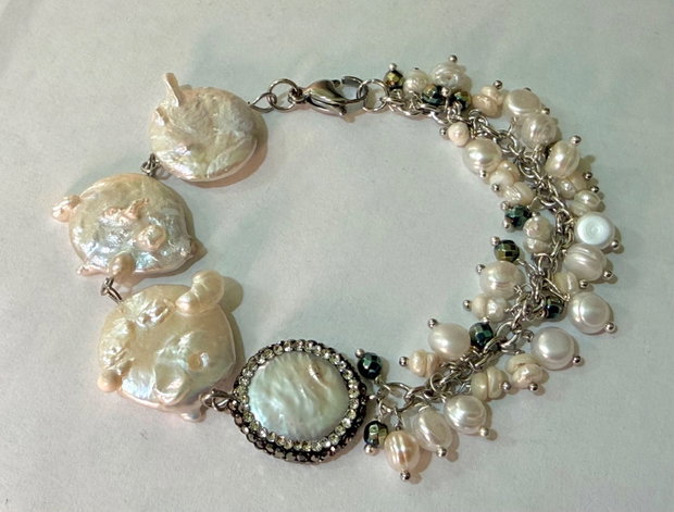 Brățară cu perle naturale~IVORY TREASURE~