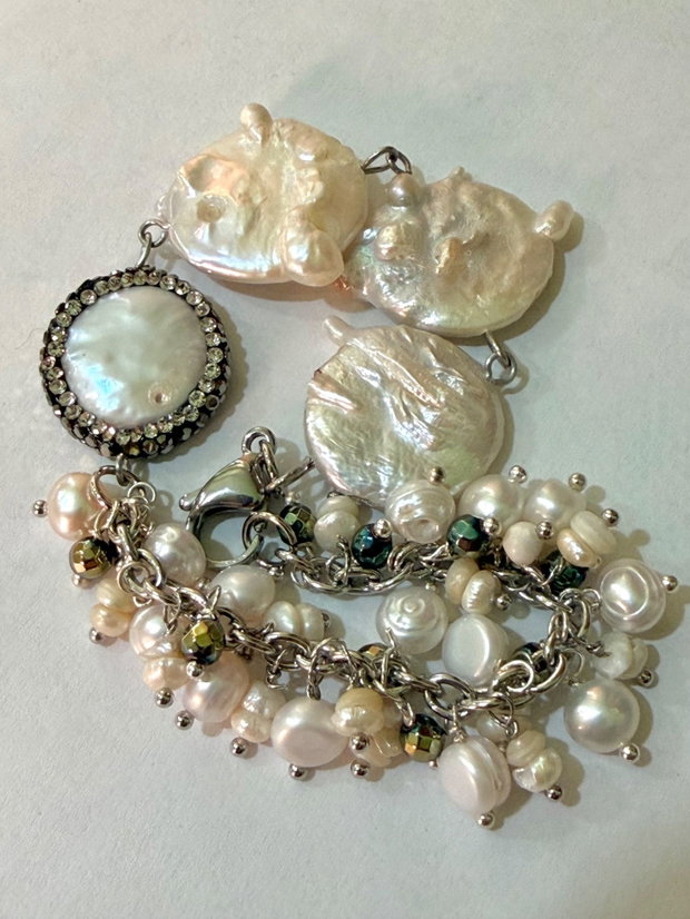 Brățară cu perle naturale~IVORY TREASURE~