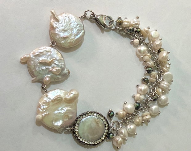Brățară cu perle naturale~IVORY TREASURE~