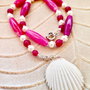 Colier agate ciclam, perle albe de cultura & scoica alba