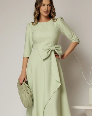 Rochie DY Fashion verde menta cu funda ampla in talie