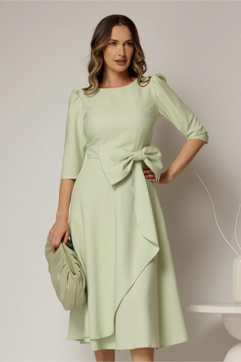 Rochie DY Fashion verde fistic cu funda ampla in talie