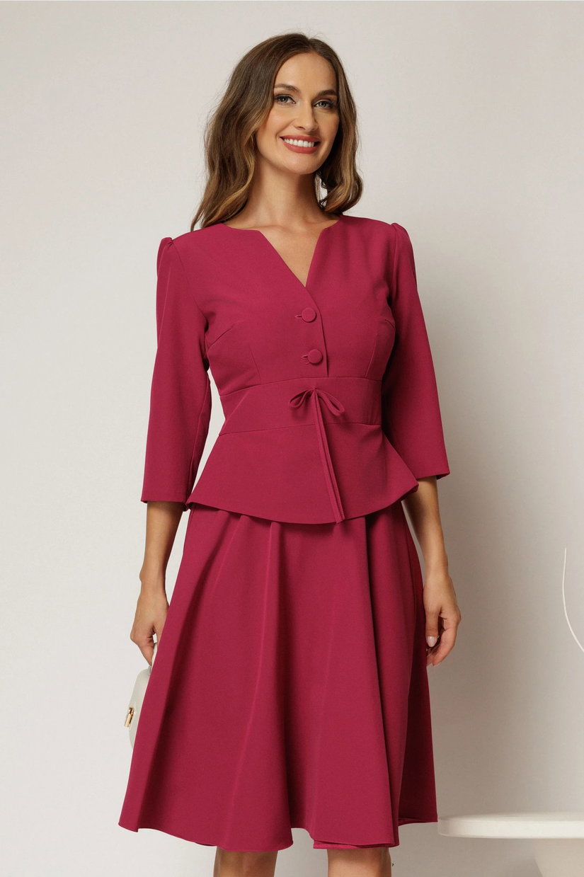 Rochie eleganta magenta tip sacou cu peplum