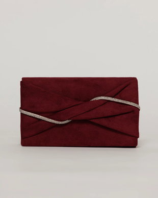Clutch burgundy elegant cu clapeta design impletit si detalii stralucitoare