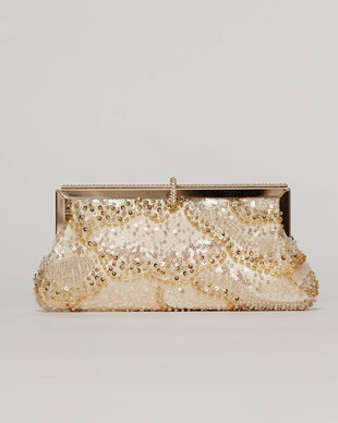 Clutch plic auriu cu paiete si margele
