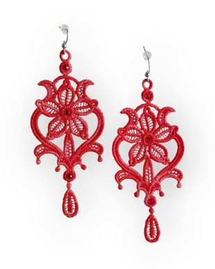 Cercei Chandelier Rosu Degrade cu Cristale
