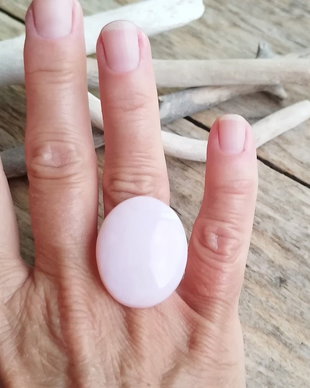 Inel reglabil opal roz