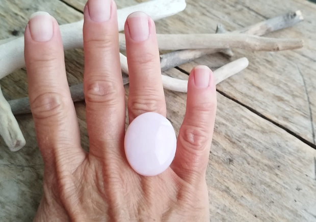 Inel reglabil opal roz