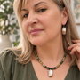 Colier si cercei cu agate-dantela tuburi