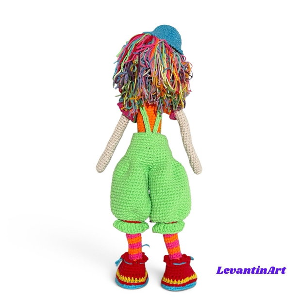 Păpușă Clown Croșetată Manual 50 cm, Păpușă Păiață Handmade, Piesă Decorativă, Cadou Original, LA COMANDĂ