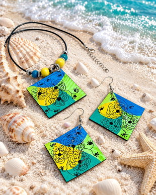 Set handmade unicat din lemn- pictat manual 00892