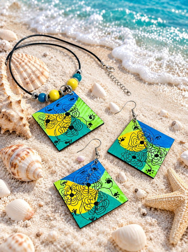 Set handmade unicat din lemn- pictat manual 00892