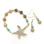 Set handmade unicat, bratara si cercei cu agat fosil si jasp, 4705