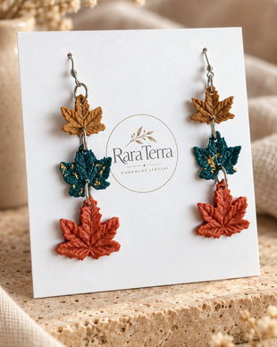 Cercei statement Autumn Stories  October Palette | Frunze din lut polimeric | RaraTerra