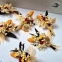 Cocarde mici Invitați Nuntă - flori naturale uscate și stabilizate , Burgundy , Grena / Peach , Portocaliu / Ivoire / Verde