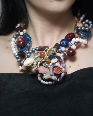 Colier floral, masiv, extravagant