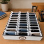 Organizator Telefoane 30 Compartimente din Lemn  Suport Telefon pentru Profesori și Elevi, Organizator pentru Sala de Clasă, Alb