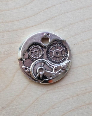 Pandantiv rotund Steampunk  mecanism cu rotițe