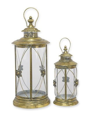 Set doua felinare din metal auriu antichizat
