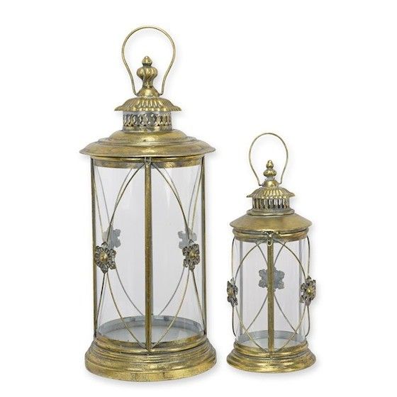 Set doua felinare din metal auriu antichizat