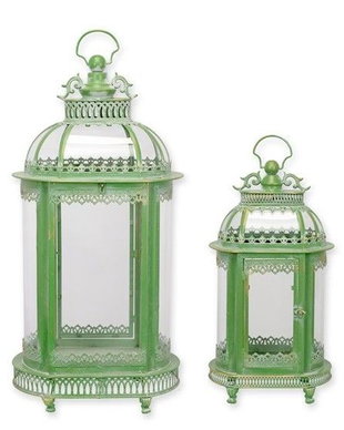 Set doua felinare din metal antik green