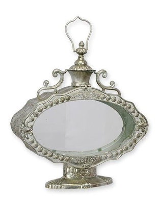 Felinar oval din metal argintiu
