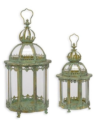 Set doua felinare din metal antik green