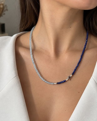 Colier lapis lazuli si topaz