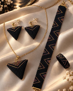 Set din mărgele Miyuki ,,Noapte irizată,,
