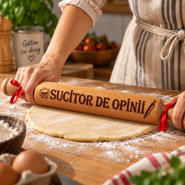 Set cadou amuzant pentru bucătărie, din lemn gravat, mesaje haioase, cadou pentru femei, familie si prieteni  Tocator de Stres