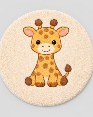 Covor pentru copii tuftat manual  model Girafă  Ø60 cm
