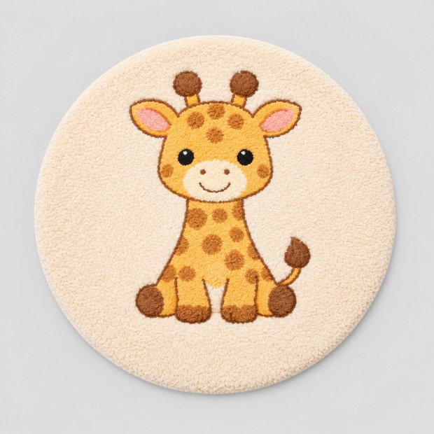 Covor pentru copii tuftat manual  model Girafă  Ø60 cm