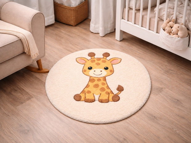 Covor pentru copii tuftat manual  model Girafă  Ø60 cm