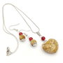 Set handmade cu jasp natural si coral rosu, 4707