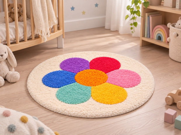Covor pentru copii tuftat manual  model Floare  Ø60 cm