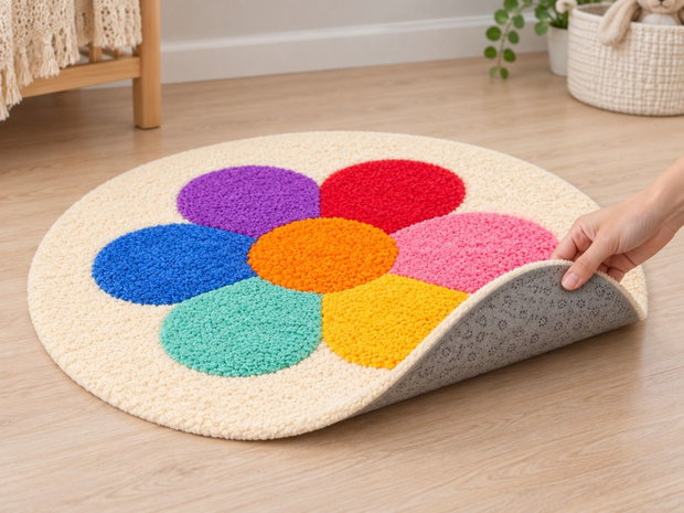 Covor pentru copii tuftat manual  model Floare  Ø60 cm