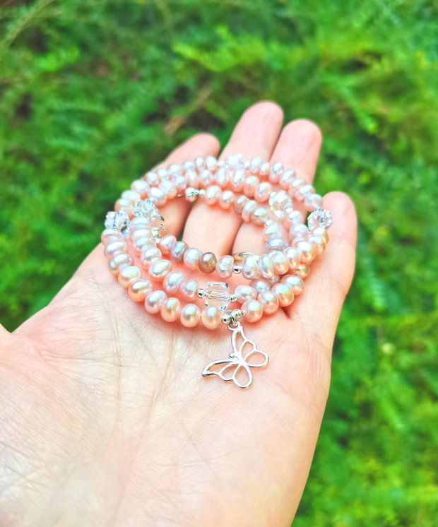 Colier Perle de cultura, Cristale si Argint 925 - CO344.1 - cadou romantic, colier mireasa, cadou iubita, colier delicat, colier logodna, bijuterii logodna, bijuterii mireasa